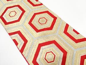 アンティーク 重ね亀甲模様織り出し袋帯(着用可)